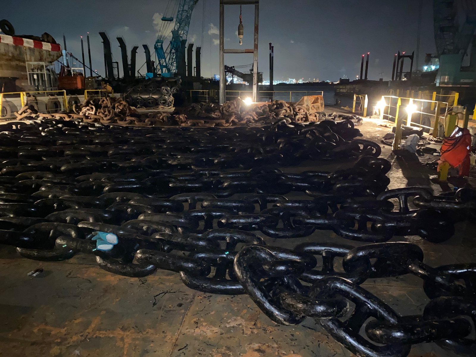 Anchor chain renewal works at anchorage